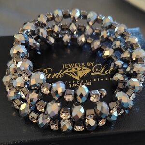 Vintage Park Lane Faceted Gray Glass Beads With Austrian Crystals Throughout